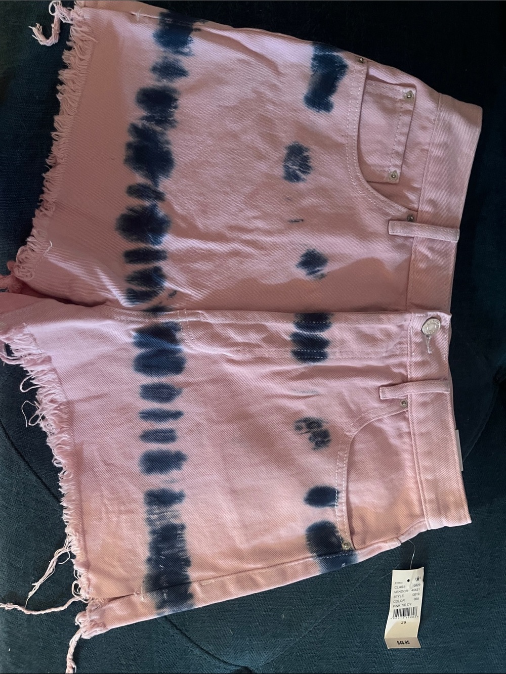 PacSun Pink  Navy Tie-Dye Frayed Hem Denim Shorts ultra high rise vintage shorts